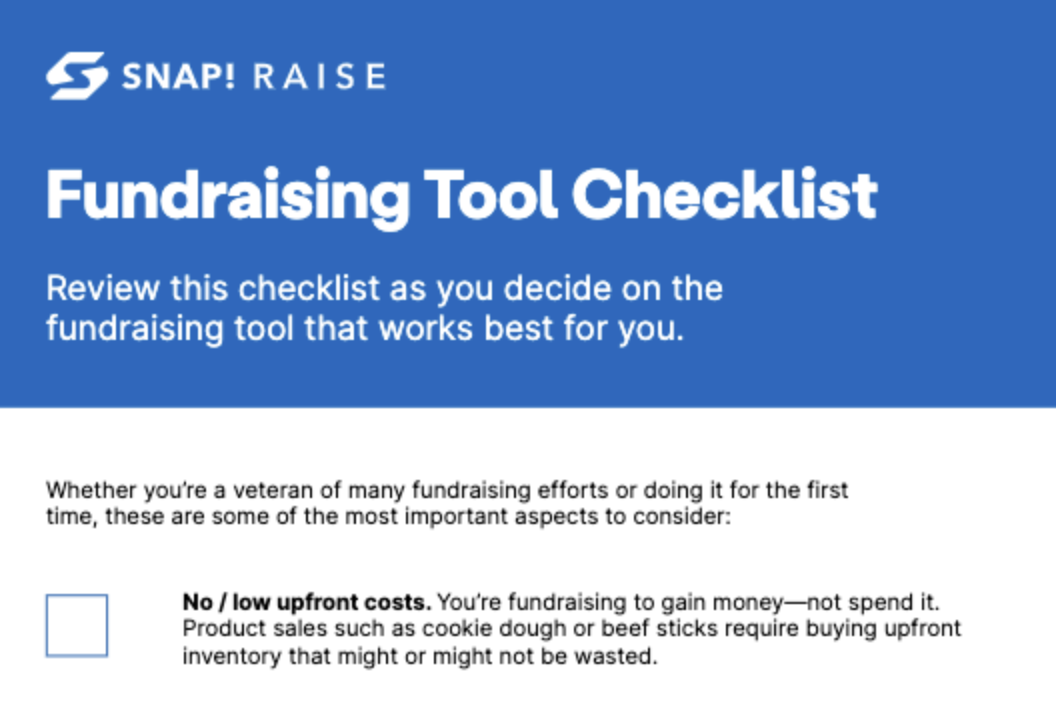 Snap! Raise Fundraising Tool Checklist